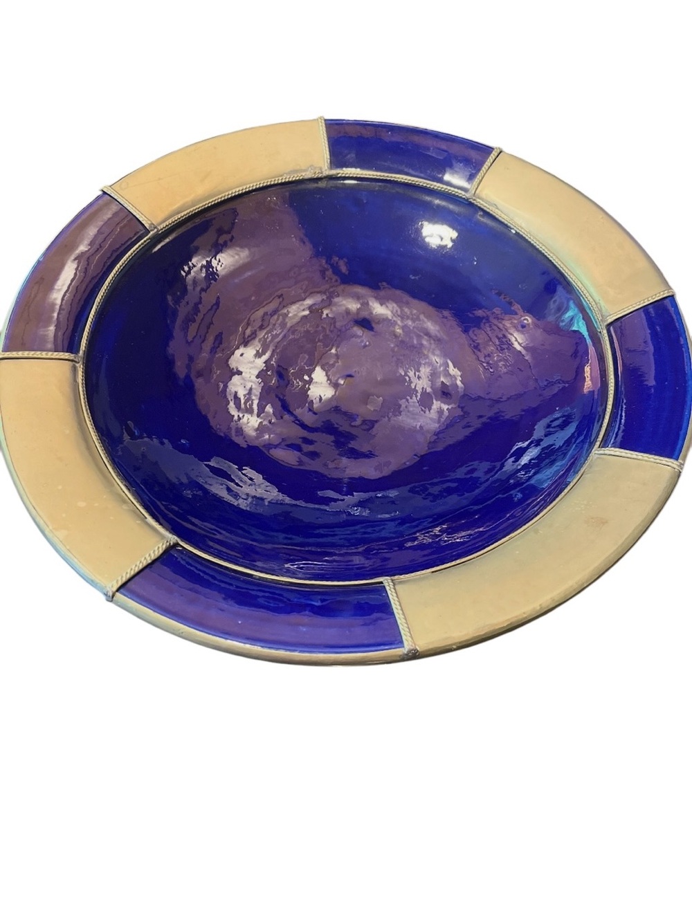 Vintage Handcrafted Moroccan Cobalt Blue Decorative Ceramic Bowl